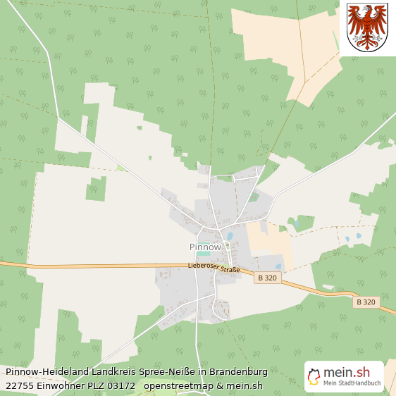 Pinnow-Heideland Landkreis Spree-Neiße Lageplan © Openstreetmap Contributors Pinnow-Heideland Lageplan